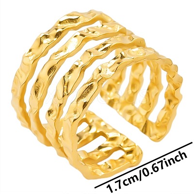 Multi-layer Stainless Steel Minimalist Open Cuff Ring for Unisex CD7017-2-1