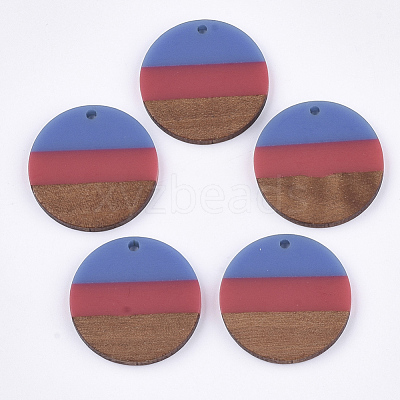 Tri-color Resin & Walnut Wood Pendants RESI-S358-78G-1