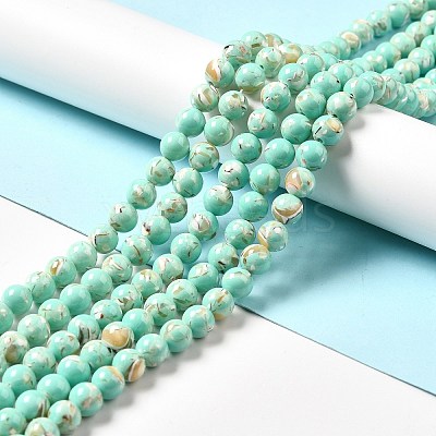 Synthetic Turquoise and Sea Shell Assembled Beads Strands G-D482-01C-08-1