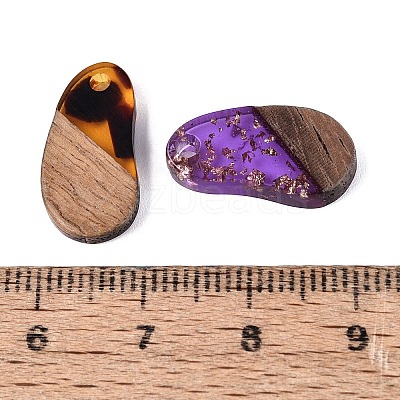 Mixed Styles Transparent Resin & Walnut Wood Pendants RESI-N053-26-1