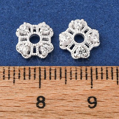 925 Sterling Silver Clear Cubic Zirconia Bead Caps STER-A047-07A-S-1