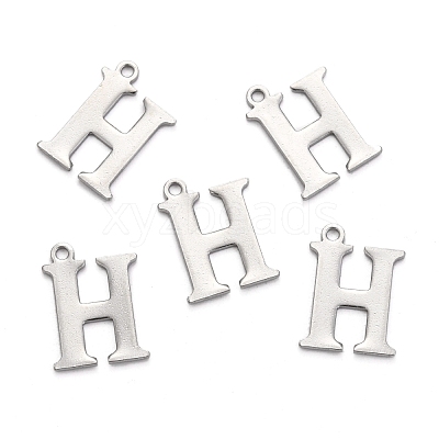 Tarnish Resistant 304 Stainless Steel Alphabet Charms STAS-H122-H-P-1