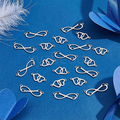 20Pcs 2 Styles 201 Stainless Steel Connector Charms FIND-HY0001-18-1
