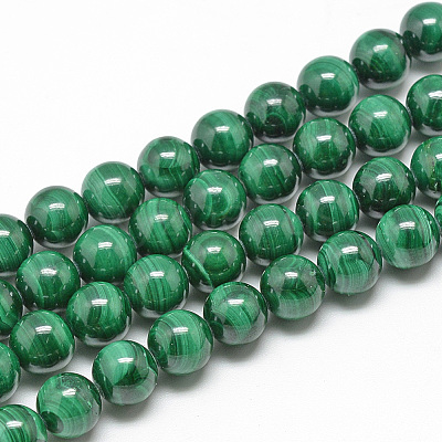 Natural Malachite Beads Strands G-S264-21-10mm-1