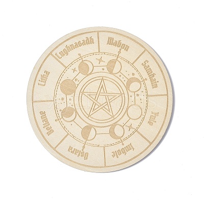Wooden Carved Cup Mats AJEW-L089-01B-10-1