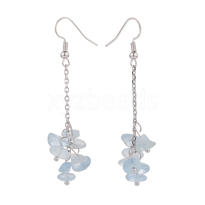 Natural Aquamarine Chips Beaded Jewelry Set SJEW-JS01231-07-1