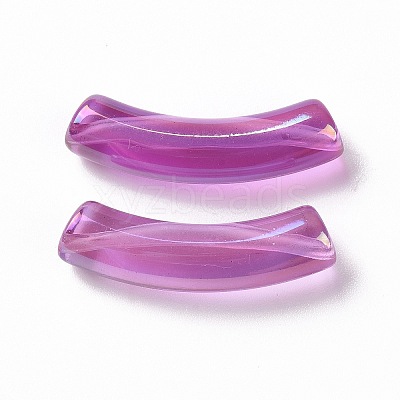 UV Plating Transparent Rainbow Iridescent Acrylic Beads X-OACR-A016-01I-1