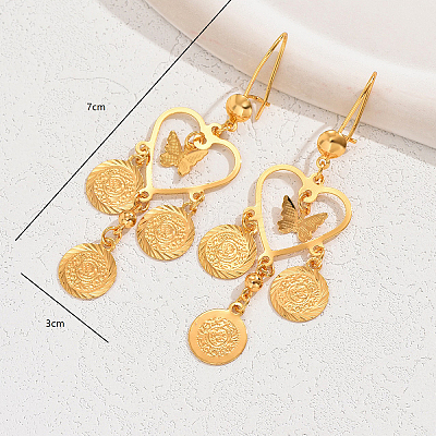 Fashionable Brass Heart Tassel Hoop Earrings JG7155-1