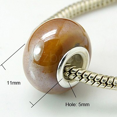 Rondelle Chocolate Handmade Porcelain Large Hole European Beads X-OPDL-G001-14-1
