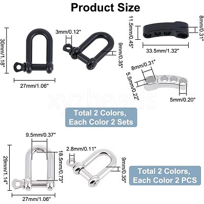 8 Pcs 2 Styles Alloy D-Ring Anchor Shackle Clasps FIND-NB0002-95-1