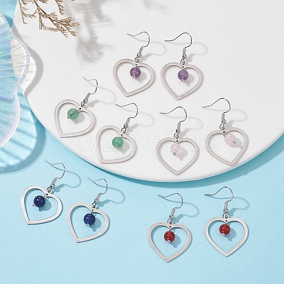 Natural Mixed Gemstone Dangle Earrings EJEW-JE05478-1
