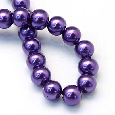 Baking Paint Pearlized Glass Pearl Round Bead Strands HY-Q330-8mm-76-1