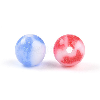 Two Tone Opaque Resin Beads RESI-N042-10mm-16-1
