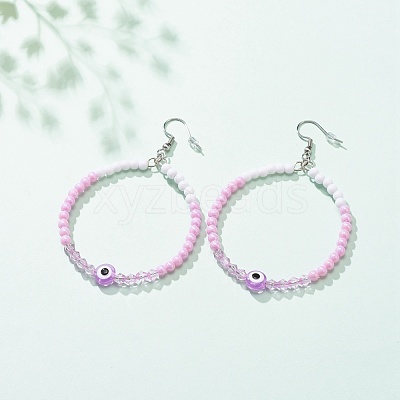Resin Evil Eye & Acrylic Beaded Big Ring Dangle Earrings EJEW-JE04999-01-1