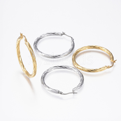 304 Stainless Steel Hoop Earrings EJEW-H322-17-1