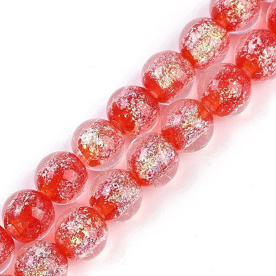 Handmade Gold Foil Lampwork Beads Strands LAMP-Q002-01G-1