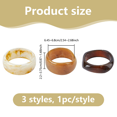 3Pcs Resin Bangles Set for Women BJEW-WH0011-117-1