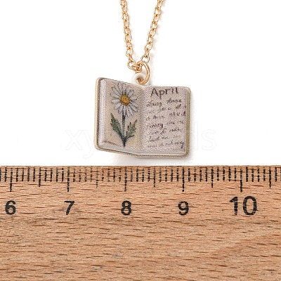 Brass Enamel Book Pendant Necklaces for Women KK-CBAF5B9-01G-04-1