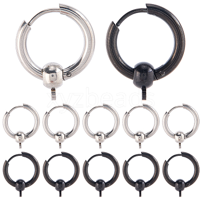 24Pcs 2 Colors 304 Stainless Steel Hoop Earring Findings FIND-SC0017-16C-1