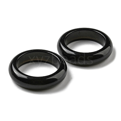 Natural Obsidian Plain Band Ring RJEW-P044-01B-10-1