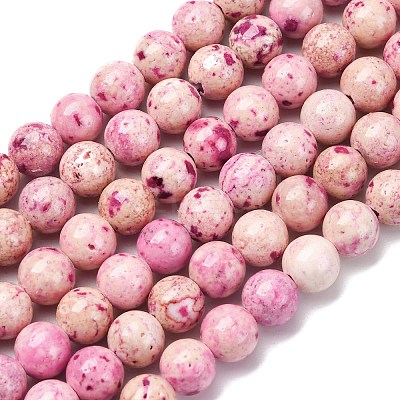 Natural Dyed Marble Beads Strands G-P593-8mm-05-1
