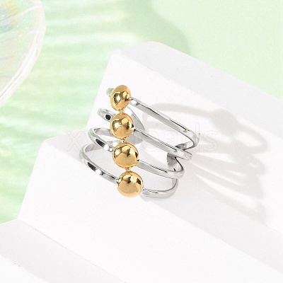 304 Stainless Steel Open Cuff Rings for Women RJEW-K321-01C-1