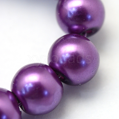 Baking Paint Pearlized Glass Pearl Round Bead Strands X-HY-Q003-10mm-37-1