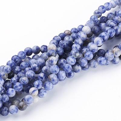 Natural Blue Spot Jasper Bead Strands X-GSR6mmC036-1