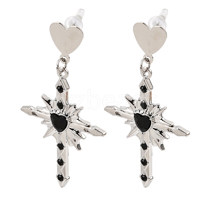 Alloy with Handmade Lampwork Stud Dangle Earrings LA-CBA71FC-01P-A-1