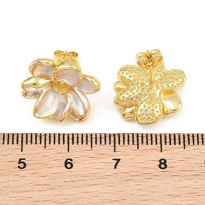 Brass Enamel Stud Earring Findings KK-CBA58F9-01G-01-1
