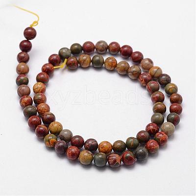 Natural Polychrome Jasper/Picasso Stone/Picasso Jasper Bead Strands G-D840-85-12mm-1