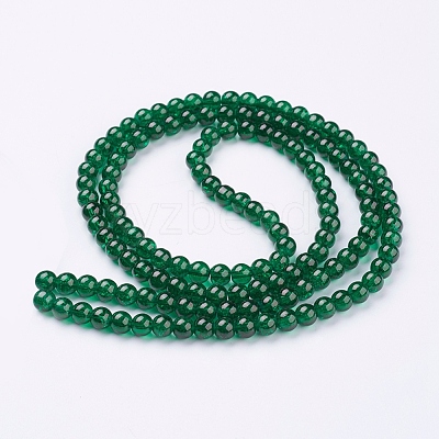 1Strand Dark Green Transparent Crackle Glass Round Beads Strands X-CCG-Q001-6mm-17-1