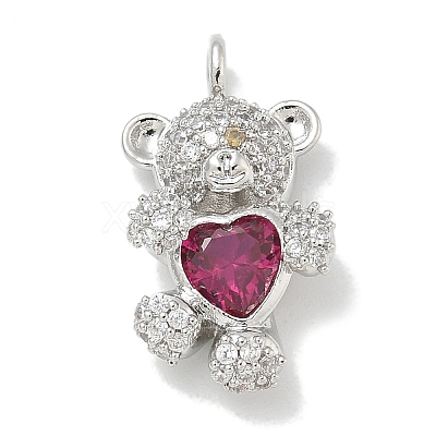 Rack Plating Brass Micro Pave Cubic Zirconia Pendants KK-L224-058P-1