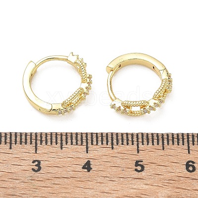 Brass Micro Pave Cubic Zirconia Hoop Earrings KK-CBA30C7-06G-1