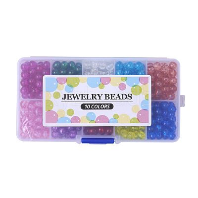Spray Painted Transparent Crackle Glass Beads Strands CCG-X0002-B-1