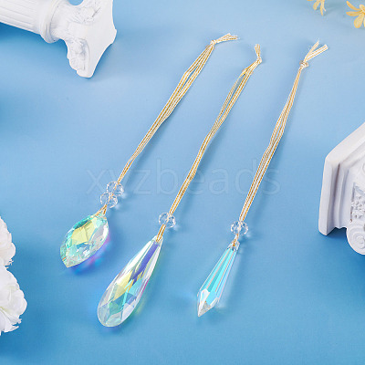 3Pcs 3 Styles Glass Suncatchers for Outdoor Garden Hanging Decoration HJEW-TADJ0001-04-1