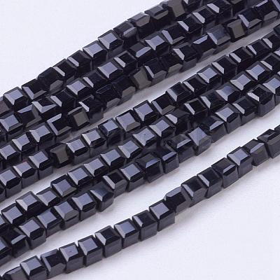 Cube Shaped Crystal Glass Beads Strands GLAA-F012-A02-1