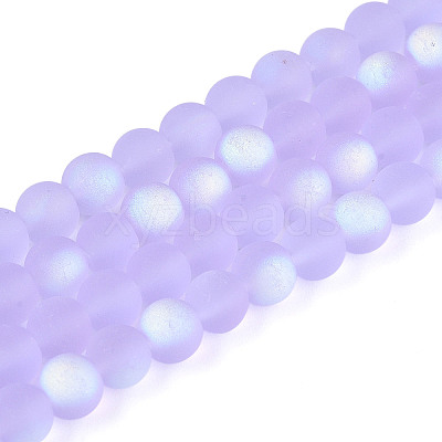 Frosted Transparent Glass Beads Strands GLAA-T032-T6mm-MBB01-1