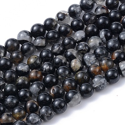 Natural Black Tourmaline Beads Strands G-F666-05A-4mm-1