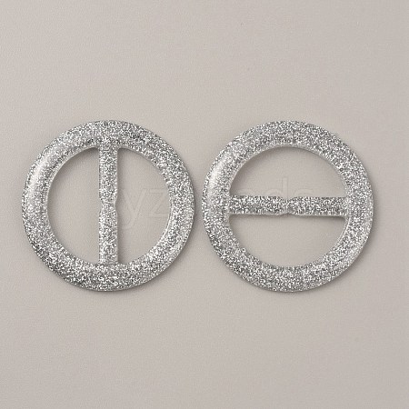 Flat Round Resin Buckle Clasps CRES-WH0013-15G-1