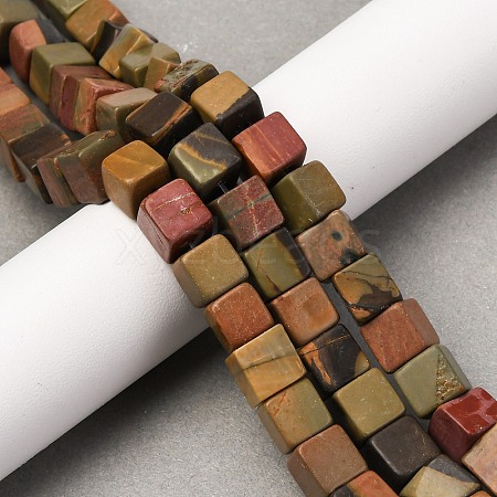 Natural Picasso Stone/Polychrome Jasper Beads Strands G-B155-C10-8x8mm-1