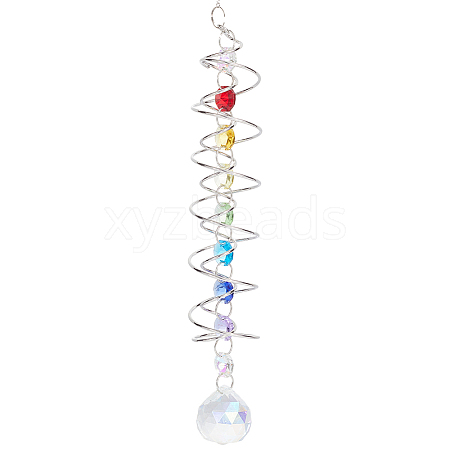 Glass Round Suncatchers Hanging Ornaments HJEW-WH20012-01-1