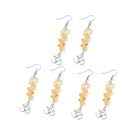 Natural Citrine Chips Dangle Earrings EJEW-G336-01AS-06-1