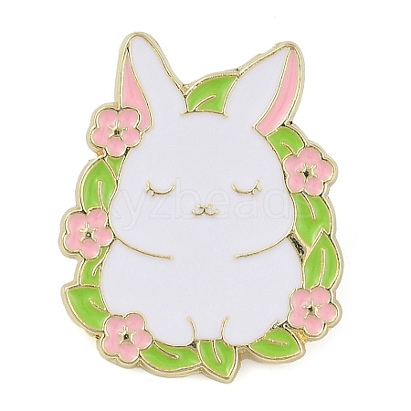 Bunny Zinc Alloy Enamel Brooch JEWB-C034-07A-G-1