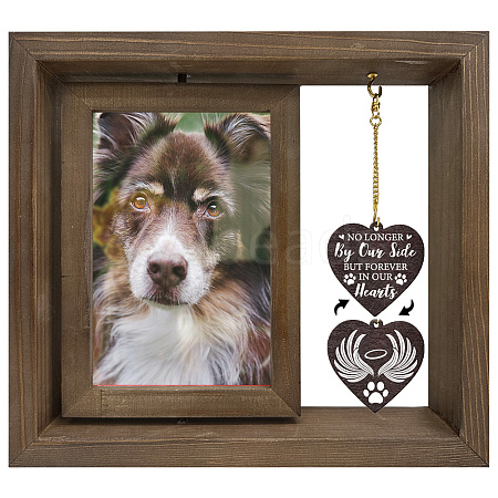 Pet Theme Double Sided Wooden Rotating Photo Frames with DIY Word Heart Charm DJEW-WH0076-002-1