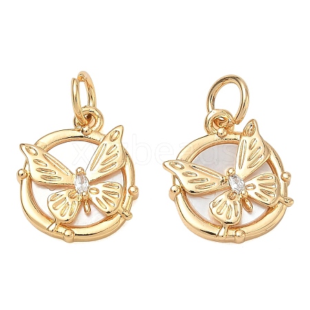 Brass Micro Pave Clear Cubic Zirconia Pendants CU-CBAB0CF-17G-1