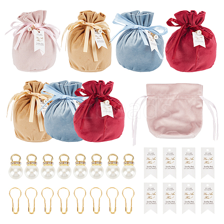 BENECREAT 8 Sets 4 Colors Velvet Cloth Drawstring Pouches TP-BC0001-07-1