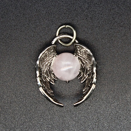 Natural Rose Quartz Pendants PW-WGE824C-02-1