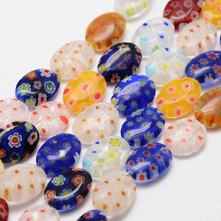 Handmade Millefiori Glass Bead Strands LAMP-G107-01-1