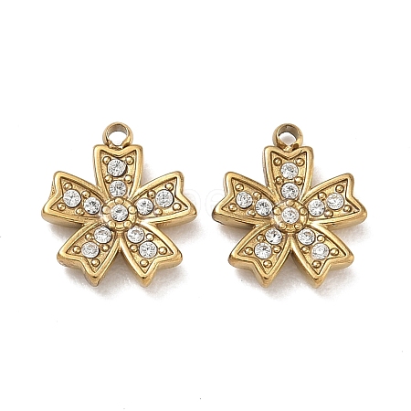 304 Stainless Steel Micro Pave Clear Cubic Zirconia Charms CU-CBAF0F8-03F-G-1